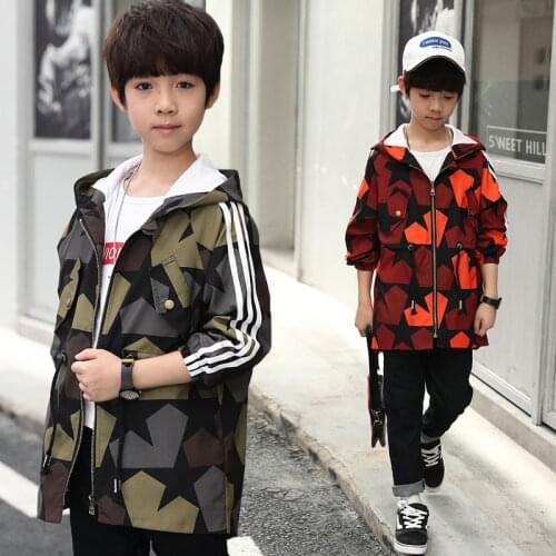 Baby Boy Coat Autumn New Suit Boys Big Children Camouflage Hooded Long-sleeved Windbreaker Jacket Kids Jacket