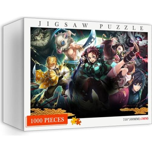 Jigsaw Kimetsu No Yaiba Puzzles 1000 Pieces Anime Japanese Cartoon Demon Slayer Wooden Puzzle 1000 Piece Adults Educational Toys