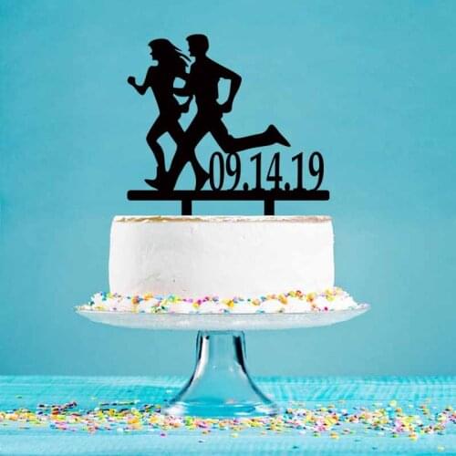 Personalized Wedding Cake Topper Custom Date Couples Running Cake Topper For Wedding & Anniversary Cake Decoration Topper YC081