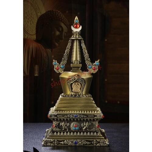 Retro green pagoda, Buddhism Tibetan Tantra, household sacrificial Stupa, Buddhist supplies, gadang tower, stupa