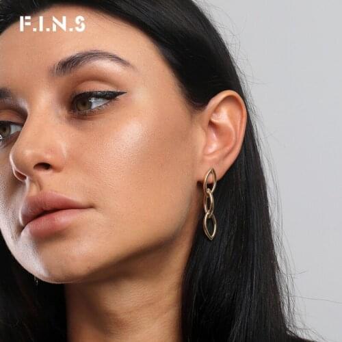 J.Shine Trendy Marquise Shape Chains Links Drop Earrings for Women Zinc Alloy Metal Hanging Eearrings Fashion Jewelry