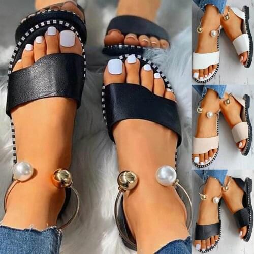 Slippers Women Summer Luxury Designer Sandals Women Flat Slippers Open Toe Pearl Comfy Beach Roman Shoes Flip Flop сандали