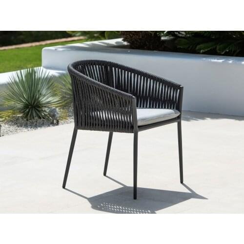 Modern stackable garden dining set aluminum rope woven chair set outdoor restaurant chair