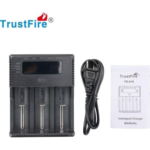 TrustFire TR-018 Intelligent Fast Li-ion Battery Charger 3 Slots LED Indicate 23650 26650 21700 14500 18650 18350 Batteries