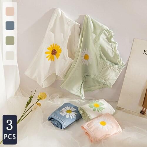 Norns Summer fresh Japanese little daisy cotton womens underwear girls sweet and seamless briefs bread pants