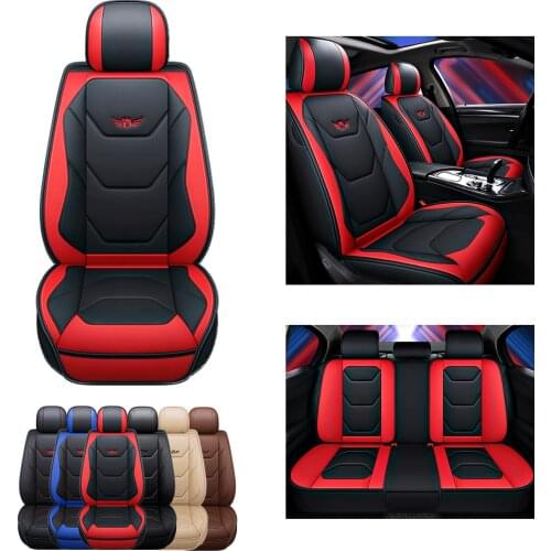 Universal Leather Car Seat Cover Front Rear 5 Seats Sport Style FIt for Most Cars Waterproof High-end Luxury Automotive Interior