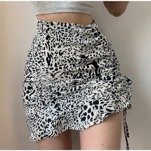 New French Sweet Floral Irregular Drawstring Lace Print Skirt Dot Mini Sexy Hot Skirts Korea Female Lady Women S415