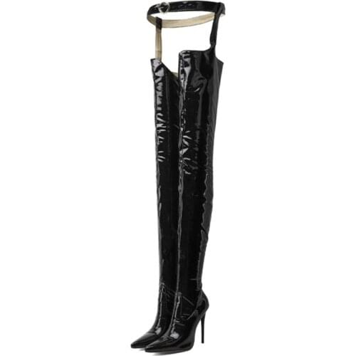 Fashion Long Sexy Steel Tube Dance Thin High Heels 12.5cm Ombat Boots for Women Snow Over The Knee Botas Mujer Shoes Boots FV-3