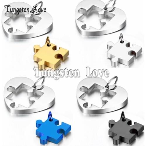 1 pair New Arrivals 2020 Necklaces Heart Puzzle Stainless Steel necklace for women men couples collares 3 colors selection