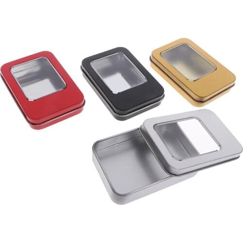 1PCS Metal Tin Rectangle Mini Jewelry Box Case Candy Coin Key Pill Cases Organizer Containers