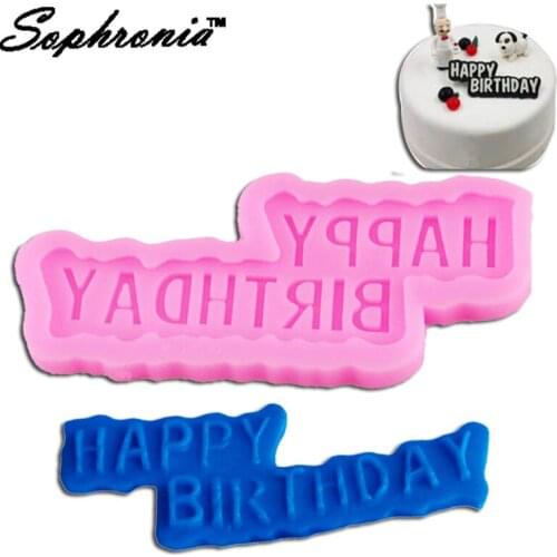 10PCS/SET HAPPY BIRTHDAY Thin Slice Silicone Cake Mold Chocolate Party Cake Decorating tools DIY baking fondant silicone mold
