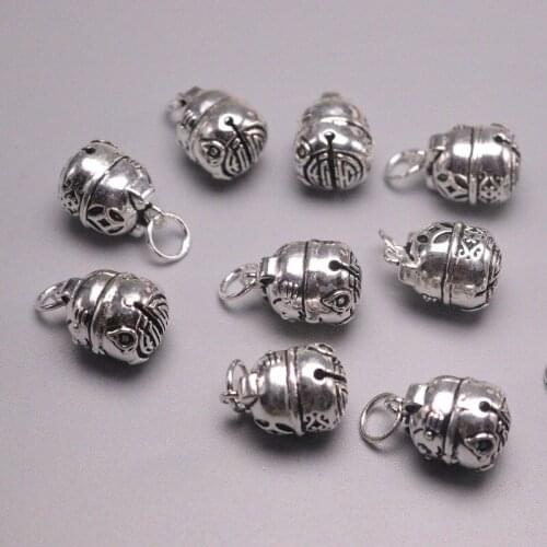 10PCS S925 Sterling Silver Pendant Luck Coin Cat Pendant 18x10mm Silver Accessories