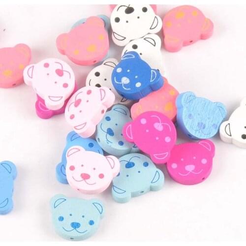 20pcs Mixed Bear Pattern Wooden Spacer Beads For Jewelry making DIY 24x19mm MT1455X