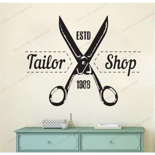 Atelier wall decal Tailor Shop Sewing Studio decor Stickers Clothes wall stickers bedroom Tailor stickers personalized yw-722