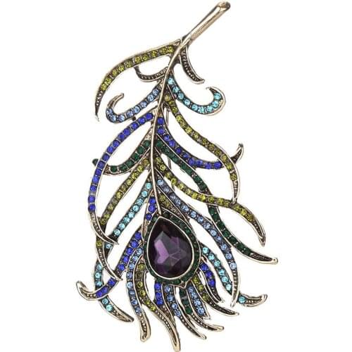 Great Women Of The Harvest Of Pens Bronze Brooch Of Crystal Antique Of The Gold Of The Metal Of The Rhinestone Jewelry