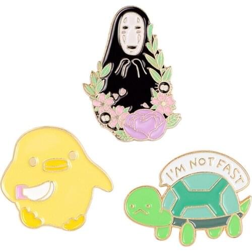 Animal Little Turtle Chick Enamel Pin Cartoon Faceless Man Brooch Denim Jackets Decoration Lapel Badge On Backpack Jewelry Gift
