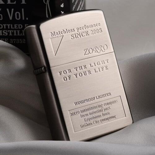 Zorro Kerosene Lighter Old Nostalgic Creative Carving Domestic Pure Copper Wheel Mens Collection Gift Cigarette Accessories