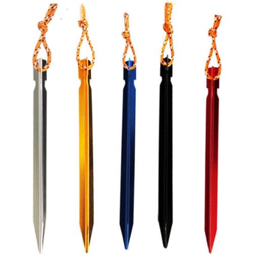 10pcs/set 18cm Aluminum Alloy Tent Pegs with Rope Stake Camping Hiking Equipment Outdoor Traveling Tent Accessories