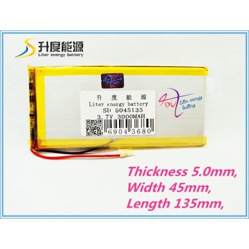 Best battery brand 3.7V polymer lithium battery 5045135 0545135 3000mah MP5 7 inch flat built-in battery DVD tablet battery