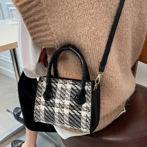 Small Square Shoulder Bag for Women Winter Fashion Casual Ladies Crossbody Bags Retro Plaid Female Girls Mini Purse Handbags