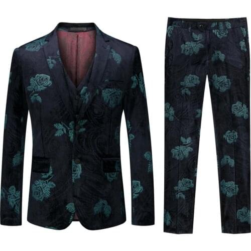 Mens suits fashion printing mens suits mens gentleman suit 3 piece suit blaze with trousers and vest mens suit high fashion