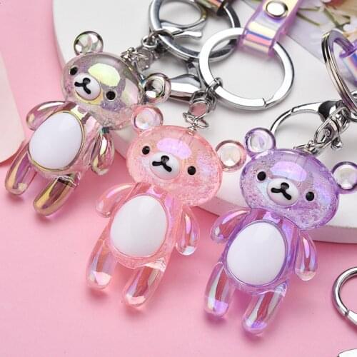 2021 New Creative Acrylic Bubble Bear Key Chain Transparent Animal Pendant Key Ring Party Gift Jewelry for Women Accessory