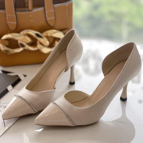 New Female Single Shoes Fashion Pointed High Heels Shallow Mouth Sexy Suede Work Shoes Concise Womens Pumps
