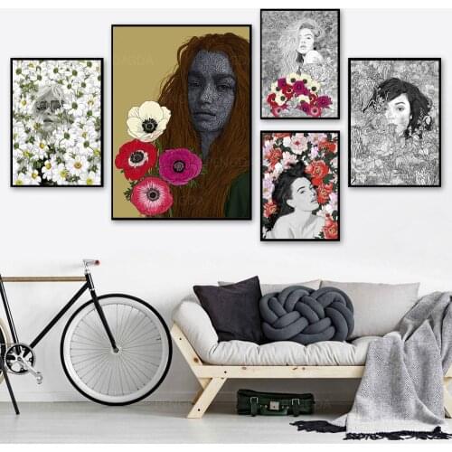 Prints Posters Home Decoration Flower Canvas Paintings Abstract Wall Artwork Portrait Modern Bedroom Cuadros Modular Pictures