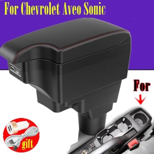 For Chevrolet Aveo Sonic Lova T250 T300 armrest box central Store content Storage box cup holder car-styling accessories