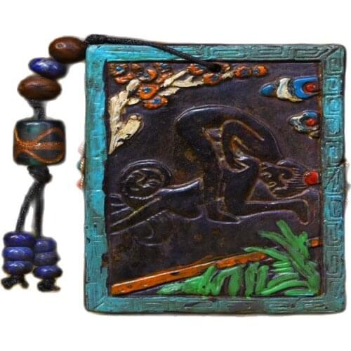 Early collection of natural meteorites Nepal hand-made filigree inlaid gemstone dzi 2 amulets