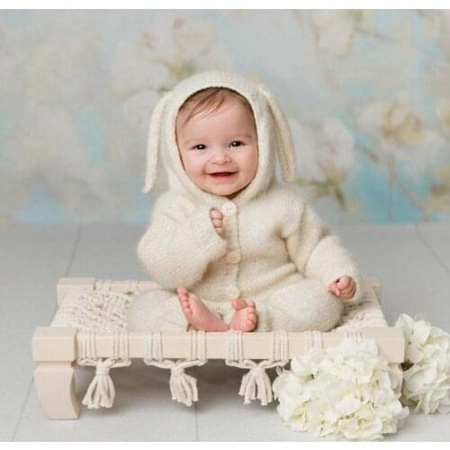 Newborn Photography Props Woven Chair Baby Photo Shooting Crib Photo Posing Bed with Tassels