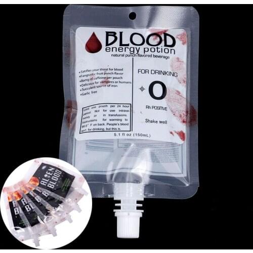 Cosplay Props Halloween Water Bottle Decors Blood Pouch Drinks Bags Container