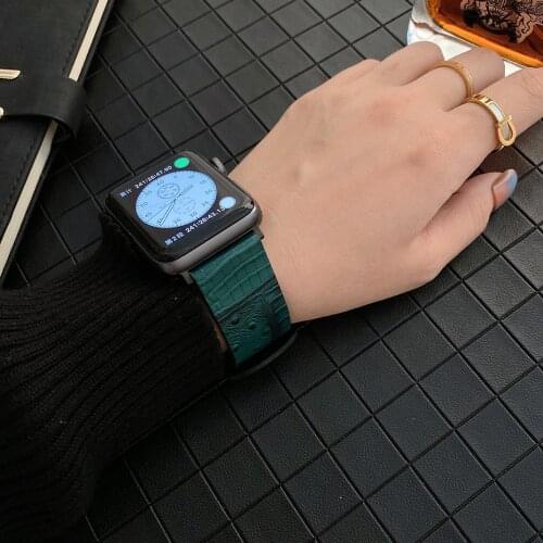 Cow Genuine Leather Strap for Apple Watch Band 44mm 42mm 40mm 38mm watchband Replacement iWatch Series 6 5 4 3 2 1 SE Wristband