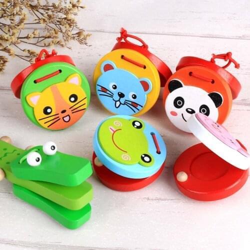 Wooden Percussion Handle Clapping Castanets Board For Baby Musical Instrument Preschool Early Educational Toys