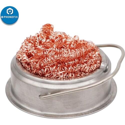 Metal Wire Ball with Steel Box Tin Remove Desoldering Soldering Iron Mesh Filter Cleaning Nozzle Tip Cleaner Dross Clean Tools