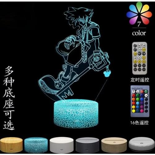 TAKARA TOMY Kingdom Hearts 3D night light creative birthday gift LED7/16 color touch night light decoration model bedside lamp