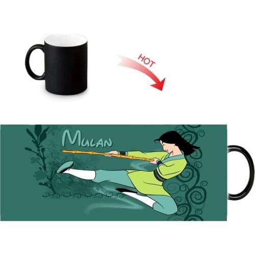 12oz Heat Reactive Color Changing Mugs Boiling Water Sensitive Ceramic magic Mug Custom Mulan Tea Coffee Cup