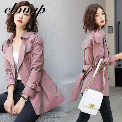 Spring Female Trench Coat Women 2021 New Turn-down Collar Slim Fit Double Breasted Coat Plus Size 3xl Womens Clothing With Belt