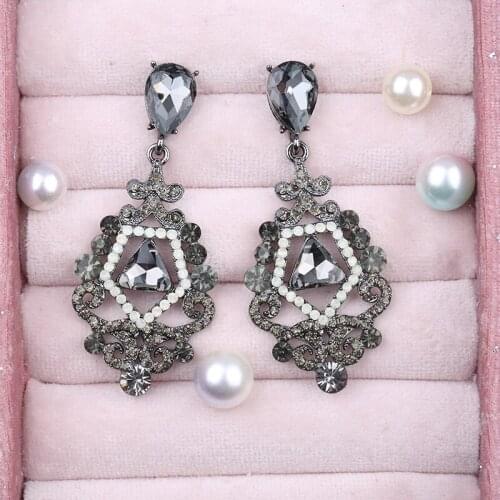 Veyofun Luxury Hollow 3 Color Rhinestone Drop Earrings Ethnic Party Dangle Earrings Fashion Jewelry for Women Gift