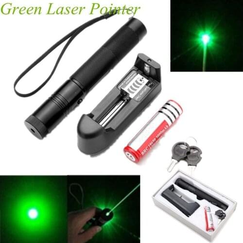 Adjustable Focus Burning Green Laser Pointer Pen 301 Continuous Line 5000 to 10000 meters Laser range+Battery+Battery charger