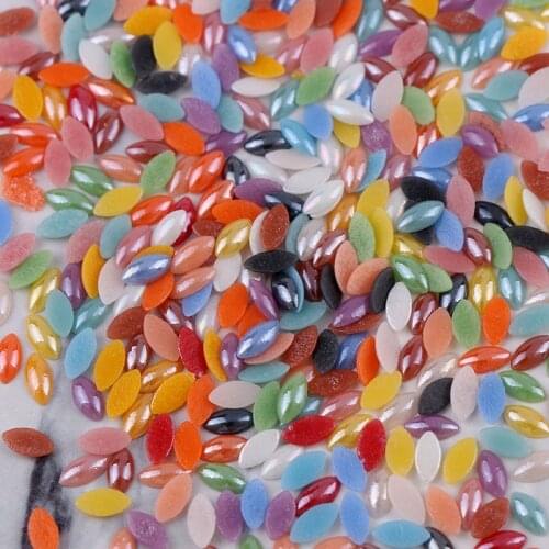 500pc Horse Eye Pearls Ceramic Beads Mix Colors 3x6mm Loose Pear Marquise Pearl Stone For DIY Nail Art Case Phone