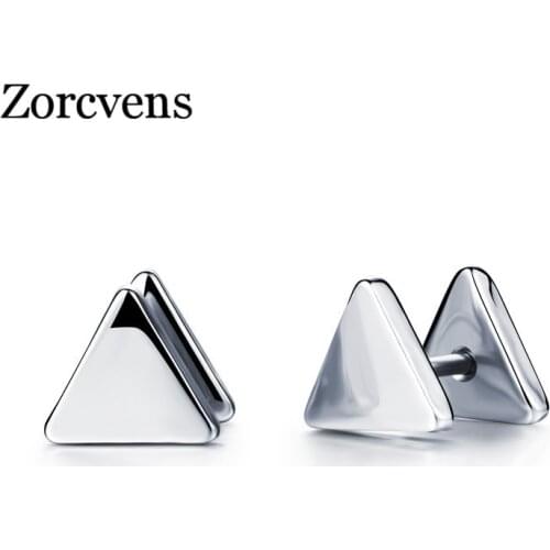 ZORCVENS New Brand 2020 Trendy Fashion Punk Man-Made White Black Geometric Simple Marble Stone Triangle Stud Earrings for Women