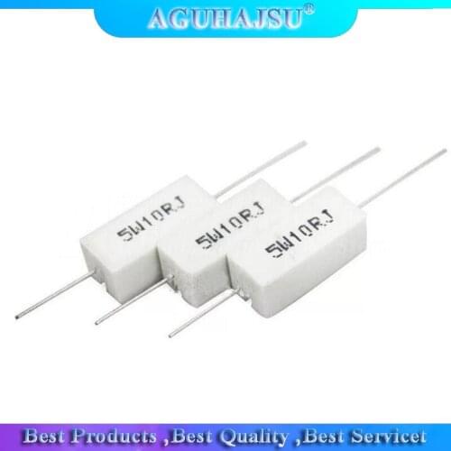 10pcs 5W Cement resistance 0.1 ~ 10k ohm 5% 0.22 0.33 0.5 1 10 100 1K 10K ohm 0.1R 0.22R 0.33R 0.5R 1R 10R 100R