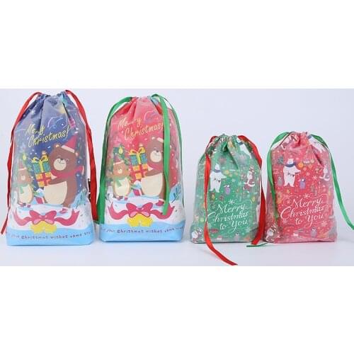 10pcs Merry Christmas Santa Gift Bag Candy Bag Snowflake Crisp Drawstring Bag Christmas Decorations New Year 2022Noel Presents