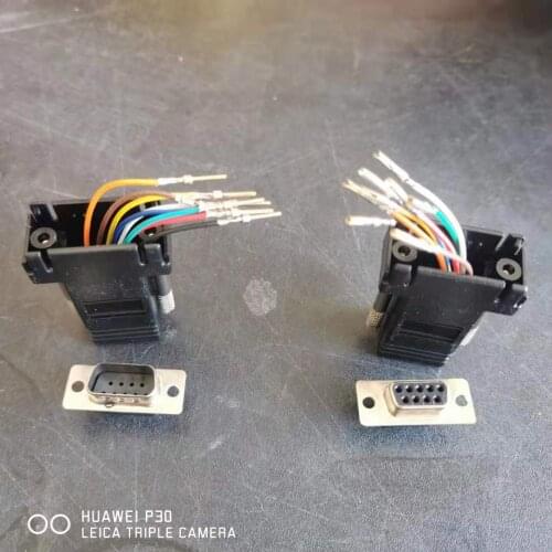 100pcs High quality black project RS232 DB9 male/female to RJ45 Female connector Adapter for custom pinouts