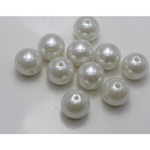 25 Pcs 16mm Plastic Faux Pearl Round Beads Pure White Imitation Pearl