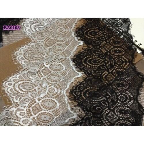 3 M/Lot Eyelash Lace Fabric Flower-Shaped White Black Lace Trim Excipients13CM Wide Handmade Diy