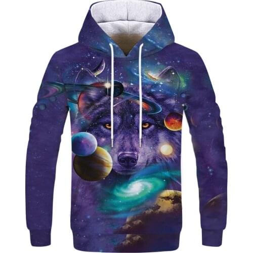 Sudadera con capucha 3d para mujer con estampado de zorro y lobo, suéter de moda para niña, niño, traje de animal, sudadera para