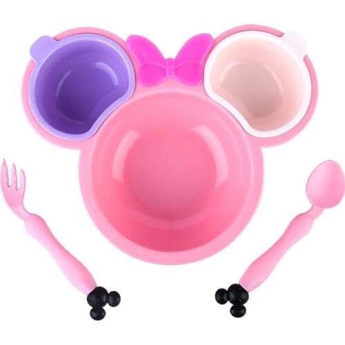 5pcs/set Baby Cute Cartoon Eating Food Tableware Kids Dinner Plate Toddler Feeding Dishes Baby Children Training Bowl Spoon Fork