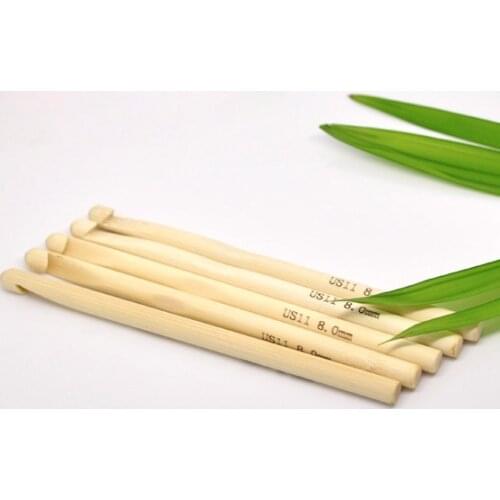 8/9/10mm Natural Bamboo Crochet Hook Set SP Hand Sewing Knitting Needles DIY Handle Home Crafts Tools 15cm(5 7/8") long , 1 Set
